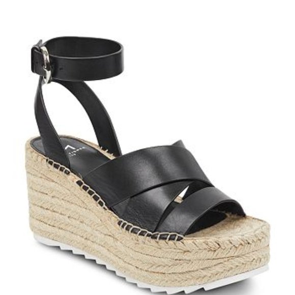 Marc Fisher Raffa Espadrille Platform Sandal size 9.5 leather - Picture 1 of 11